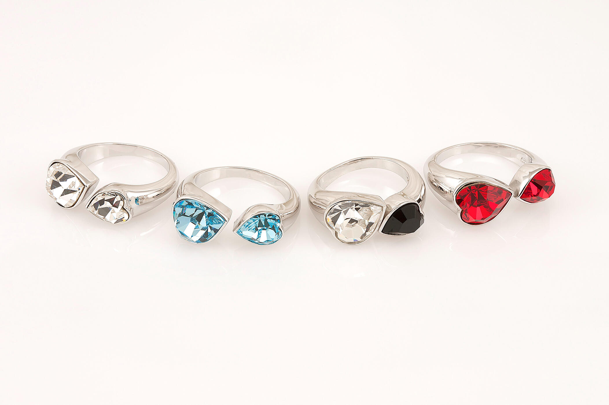 Swarovski Crystal Heart Rings